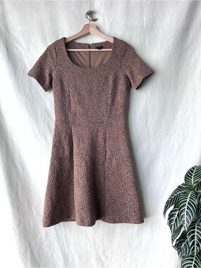 Ann Taylor Rose Taupe Mini Dress with Subtle Leopard Print